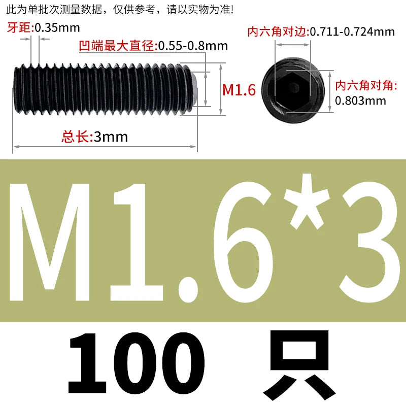 DIN916/GB80 M1.6-M24 Concave End Screw | 12.9 Grade Hex Socket Headless Industrial Set Screw