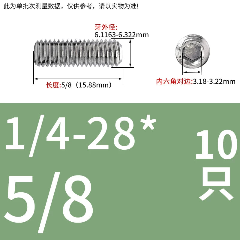 10#-32 1/4-28 3/8-24 UNF Set Screw 304 SS US Hex Fine Thread Imperial Fastener