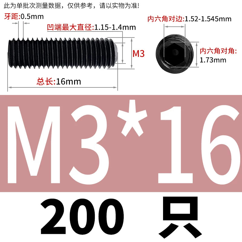 DIN916/GB80 M1.6-M24 Concave End Screw | 12.9 Grade Hex Socket Headless Industrial Set Screw