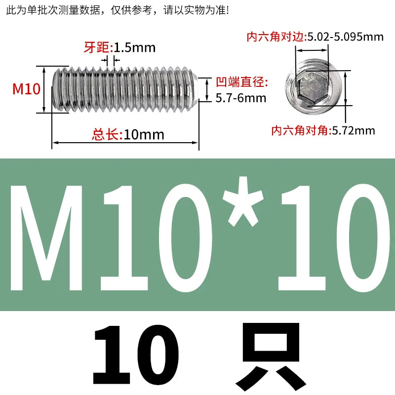 DIN916 M3-M10  316 Stainless Steel Concave End Set Screw Hex Socket Headless Fastener