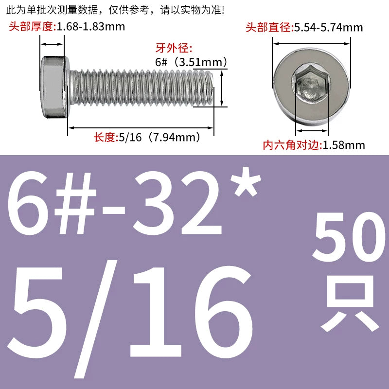 UNC/UNF 304/316 Stainless Steel Machine Screw US Inch Thin Short Head Hex Drive Coarse/Fine Thread