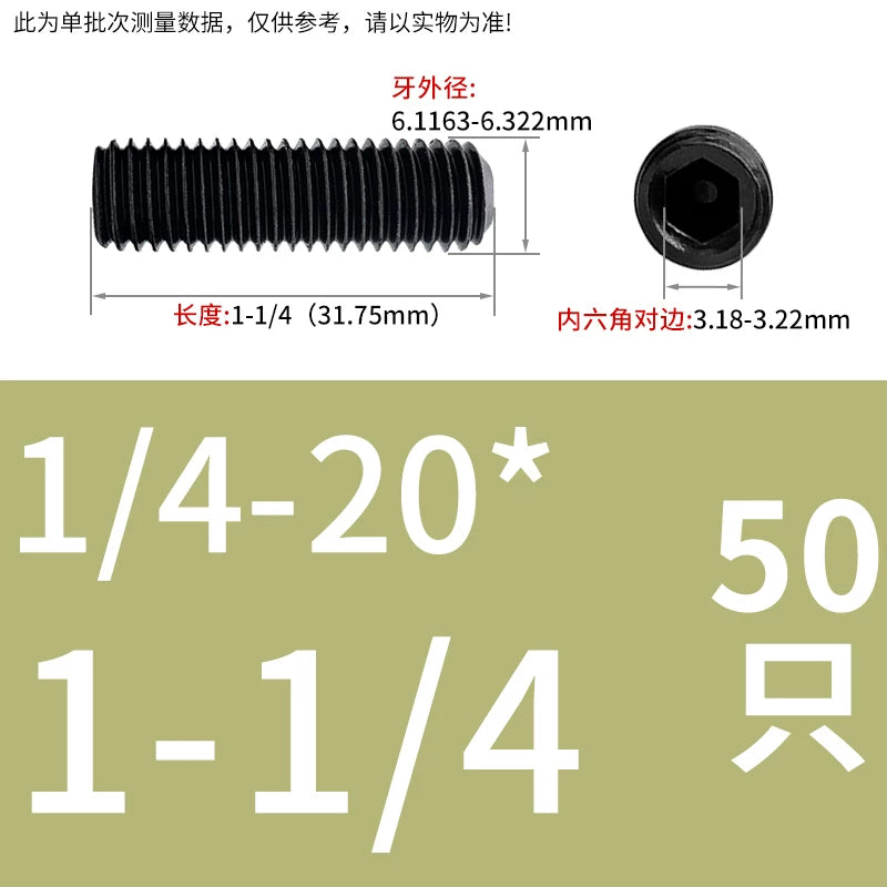 2 #-3/4UNC/UNF Grade 12.9 Screw Imperial Concave End Hex Headless Machine Rice Stop Screw