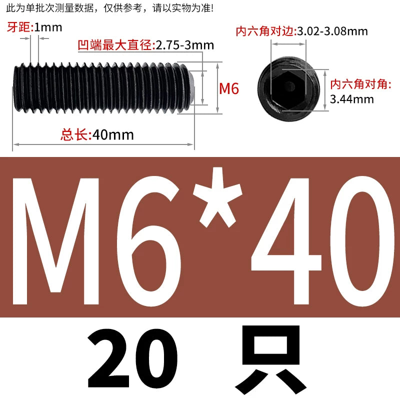 DIN916/GB80 M1.6-M24 Concave End Screw | 12.9 Grade Hex Socket Headless Industrial Set Screw