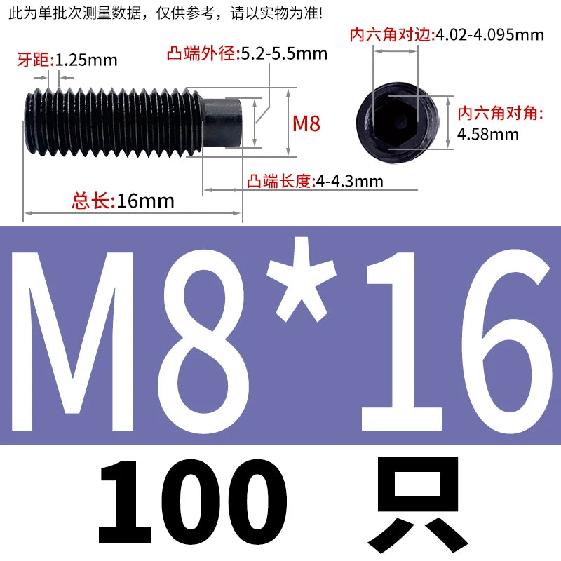 GB79/DIN915 M2.5-M16 Convex End Screw 12.9 Grade Hex Socket Cylindrical Headless Industrial Set Screw