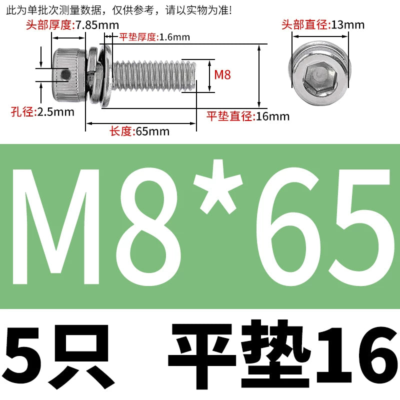 Vented 304/316 SS Socket Head Cap Sems Screws | M3-M8 | Pre-assembled Washers & Sealing Wire Hole