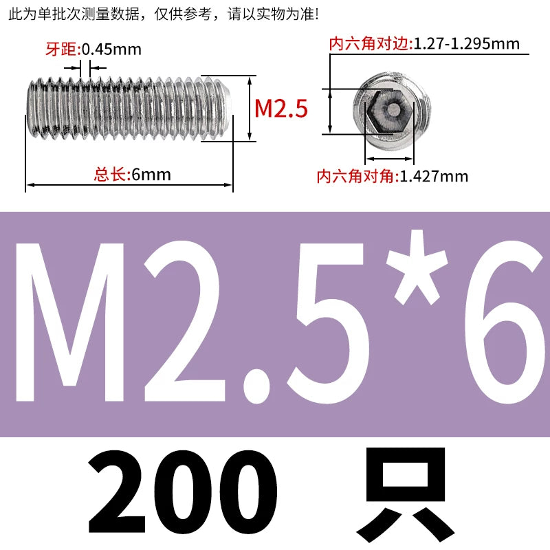 DIN913/GB77 M1.6-M20 Headless Set Screw 304 Stainless Steel Hex Socket Flat End Grub Screw