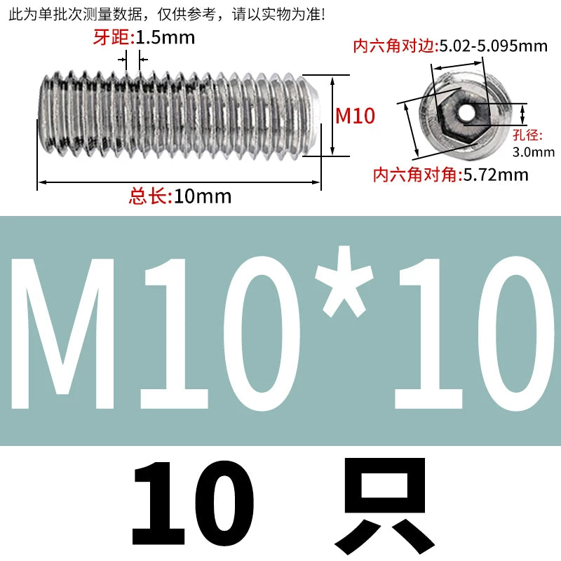 DIN913 Hex Socket Set Screw 304/316 Hollow Perforated Vacuum Exhaust Screw