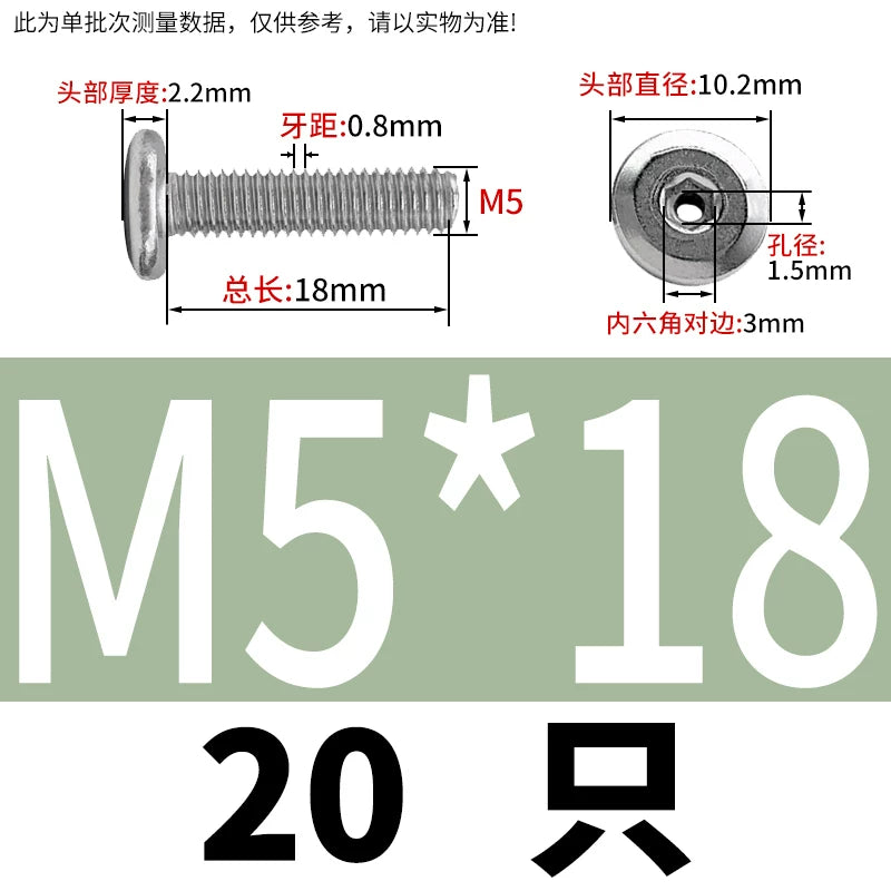 Thin Head Hex Socket Hollow Screws with Chamfered Edge, 304 Stainless Steel Vented Bolts