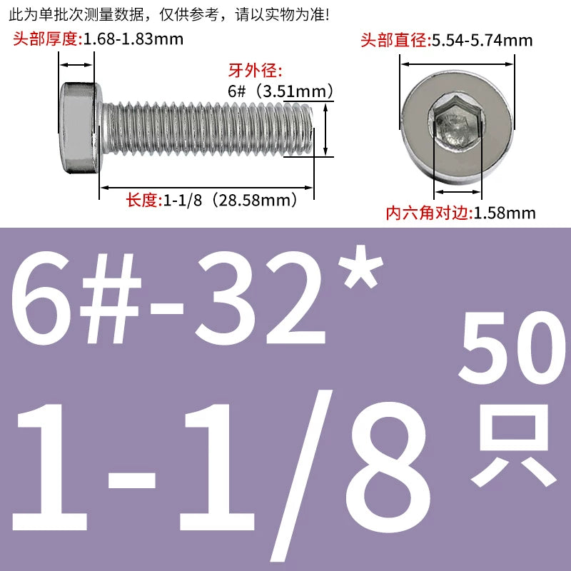 UNC/UNF 304/316 Stainless Steel Machine Screw US Inch Thin Short Head Hex Drive Coarse/Fine Thread