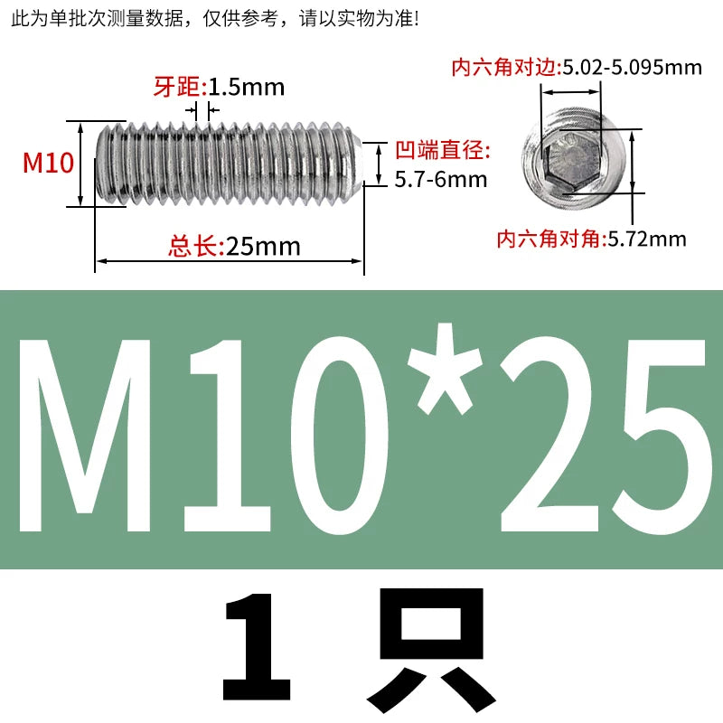 DIN916 M3-M10  316 Stainless Steel Concave End Set Screw Hex Socket Headless Fastener