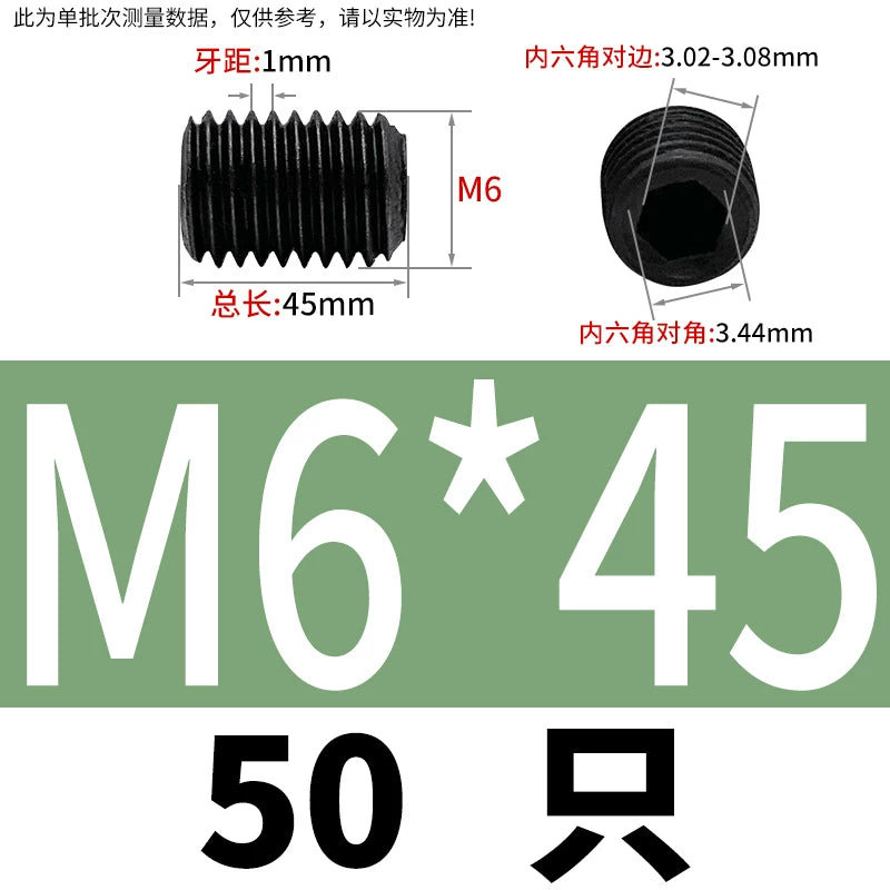 DIN913/GB77 12.9 Grade Set Screw Hex Socket Headless Flat End Fastener M2.5-M16