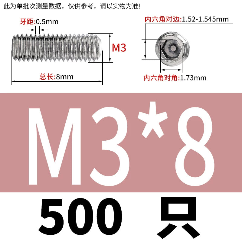 DIN913/GB77 M1.6-M20 Headless Set Screw 304 Stainless Steel Hex Socket Flat End Grub Screw
