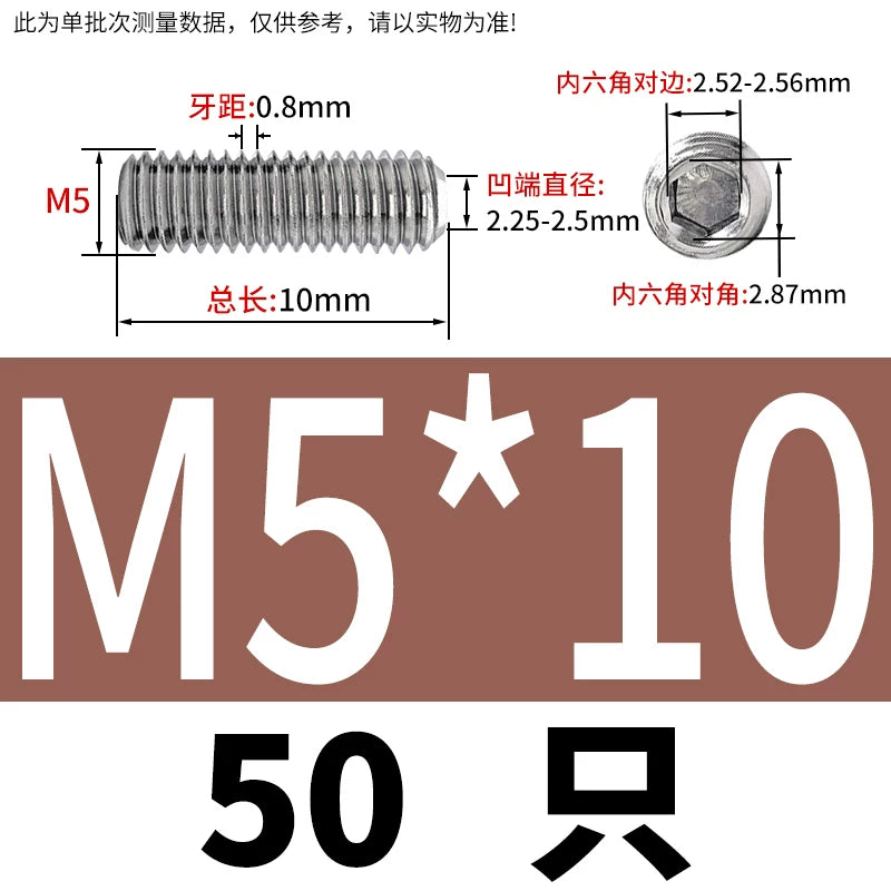DIN916 M3-M10  316 Stainless Steel Concave End Set Screw Hex Socket Headless Fastener