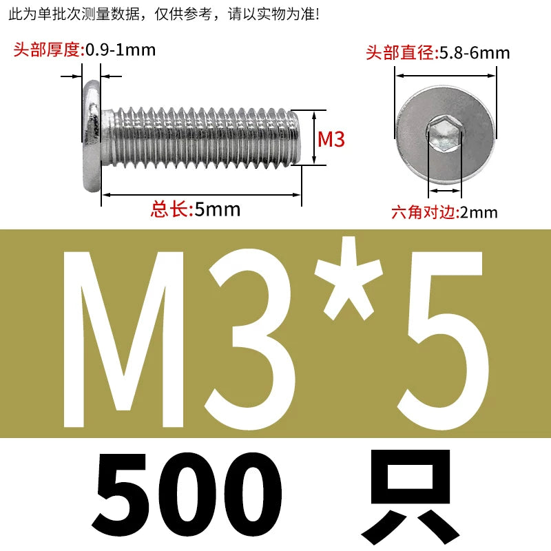 10.9 / 304 Stainless Steel Black Hex Screw CM Ultra-Thin Large Flat Head Low Profile C-Head Flat Shank M1.6-M12