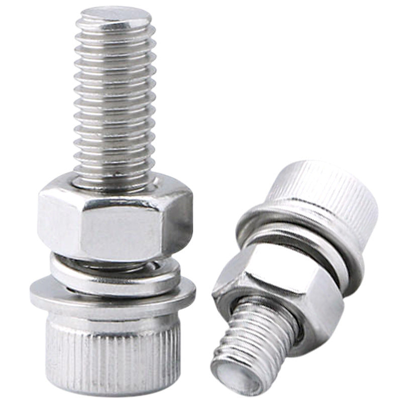 304 stainless steel cylindrical head socket head screw nut set cup head socket head flat elastic pad nut set for Machinery & Furniture