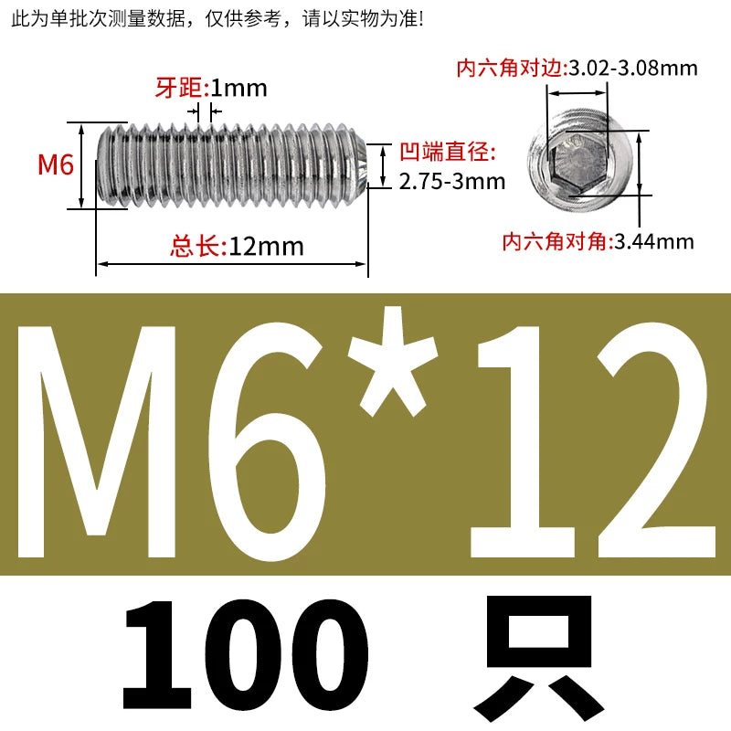 916K Headless Set Screw 304/316L Stainless Steel Hex Socket Knurled Concave End Threaded