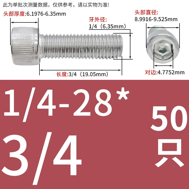 304 Stainless Steel Socket Head Cap Screws, UNC/UNF Imperial Sizes 0-80 to 3/4-10, ASME B18.3