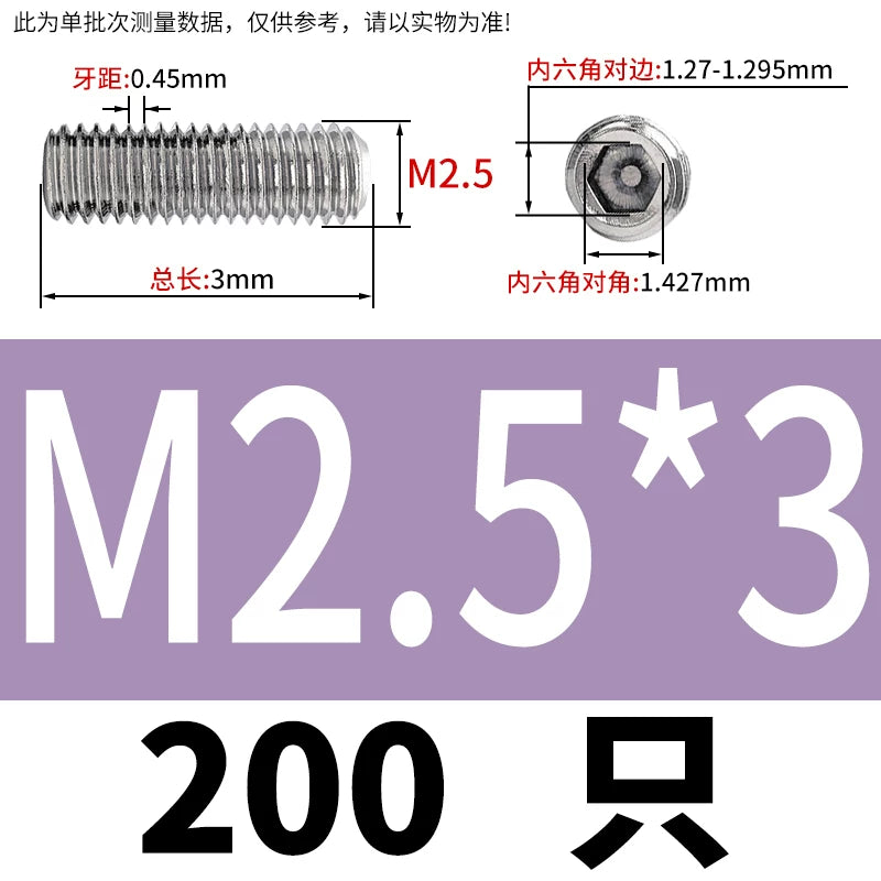 DIN913/GB77 M1.6-M20 Headless Set Screw 304 Stainless Steel Hex Socket Flat End Grub Screw