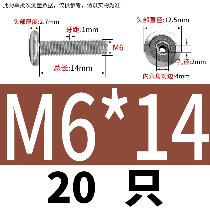 Thin Head Hex Socket Hollow Screws with Chamfered Edge, 304 Stainless Steel Vented Bolts