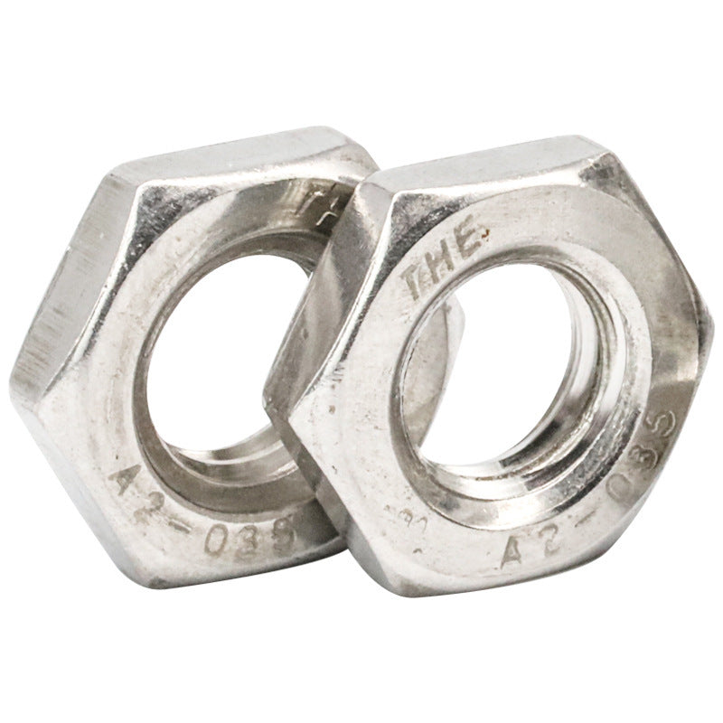 M6/M8/M12  304 stainless steel outer hexagonal thin nut fine tooth nut hexagonal flat nut for Industrial & Machinery Assembly