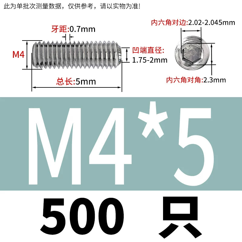 916K Headless Set Screw 304/316L Stainless Steel Hex Socket Knurled Concave End Threaded