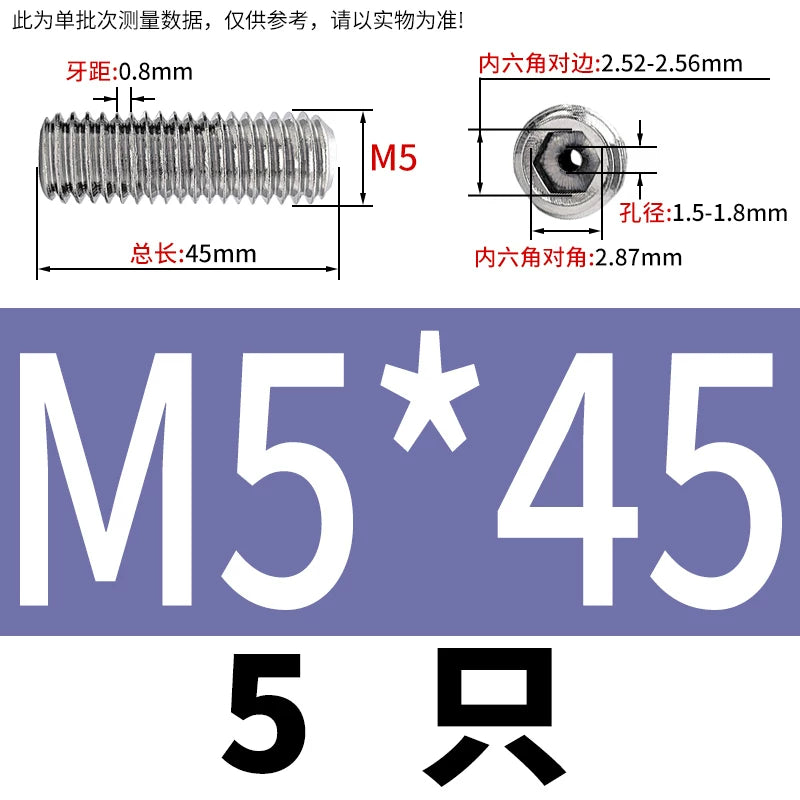 DIN913 Hex Socket Set Screw 304/316 Hollow Perforated Vacuum Exhaust Screw