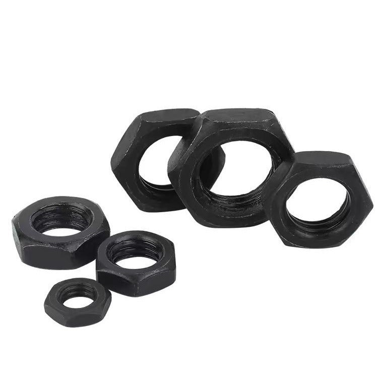 M8M10M12M14M16M20 8.8 grade high strength fine tooth hexagon nut flat thin nut black flat nut  for Machinery & Industrial Assembly