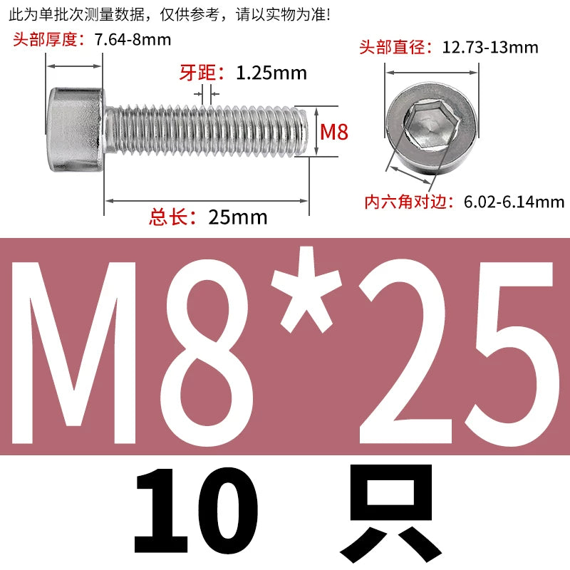 GB70.1 M2-M8 316 Stainless Steel Screw Hex Socket Cup/Cylindrical Head Fastener