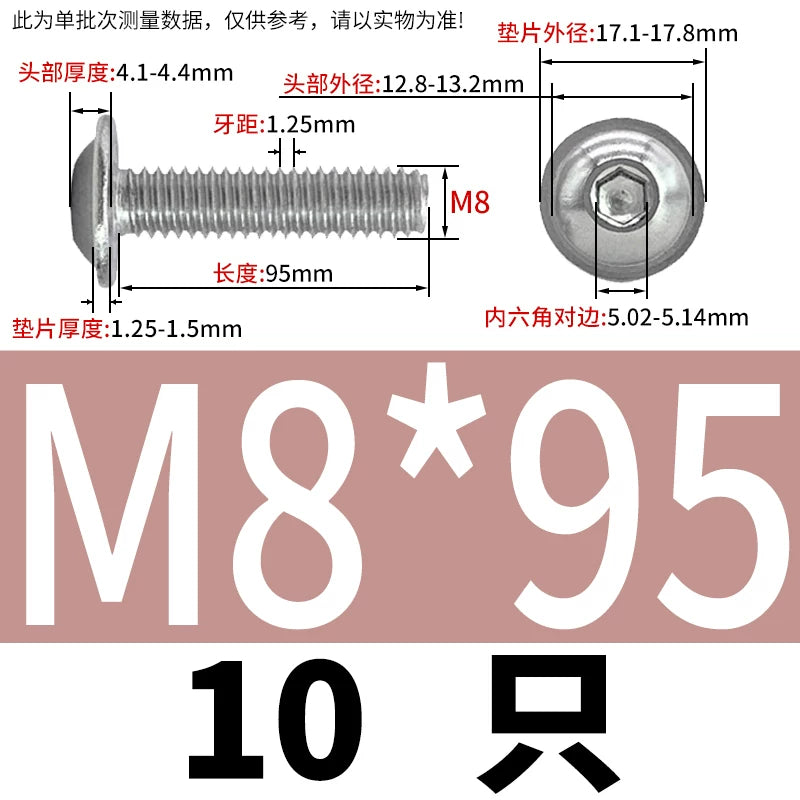 ISO7380.2  M2-M10 Hex Socket Screw 304/316 Stainless Steel Pan Head Flanged Padded Screw