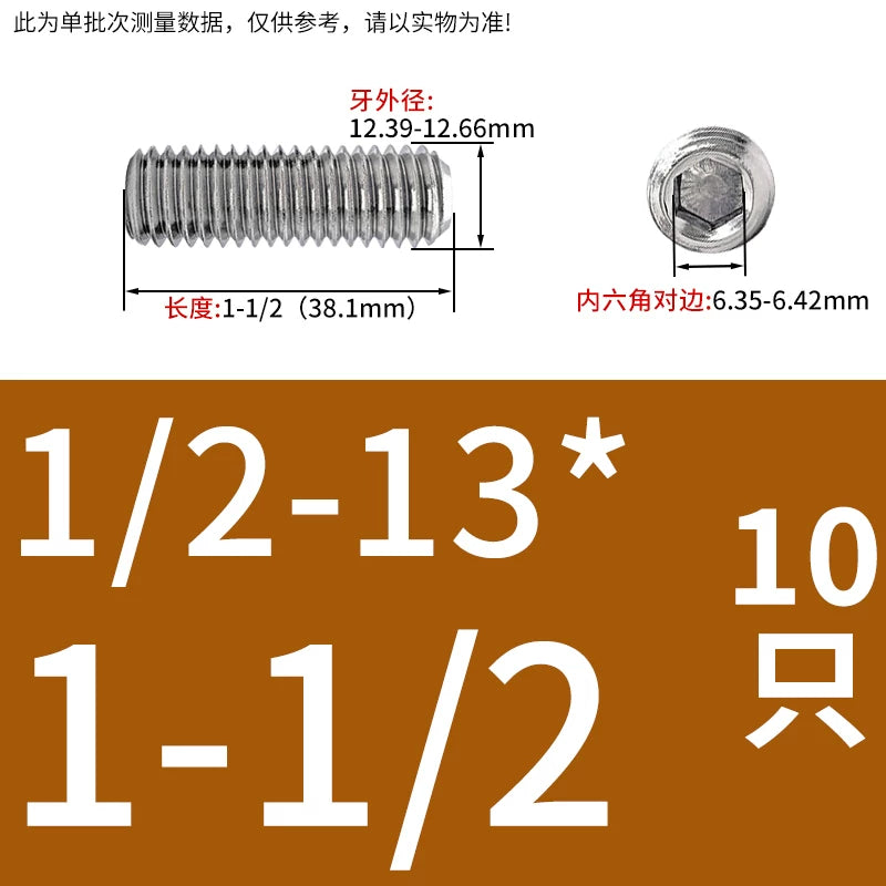 UNC/UNF Stainless Stee Set Screw Inch Headless Hex Socket Concave End Coarse/Fine Thread Screw