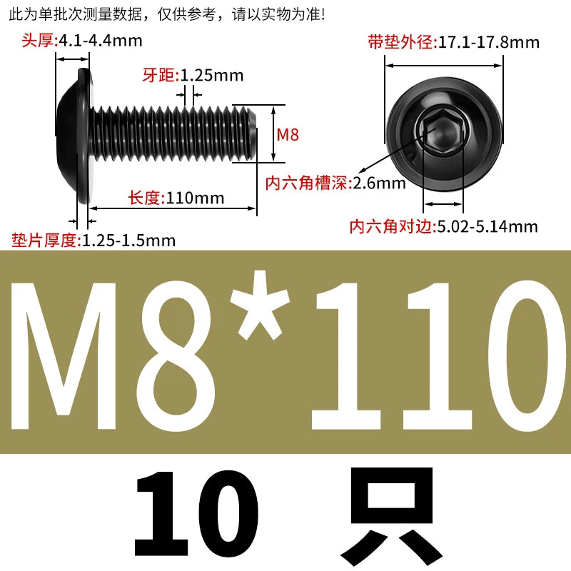 Black 304 Stainless Steel ISO7380.2 Screws | M2-M10 Semi-Round Head Hex Flange Machine Screws