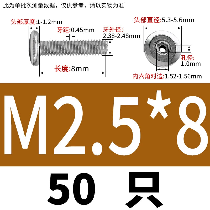 Thin Head Hex Socket Hollow Screws with Chamfered Edge, 304 Stainless Steel Vented Bolts