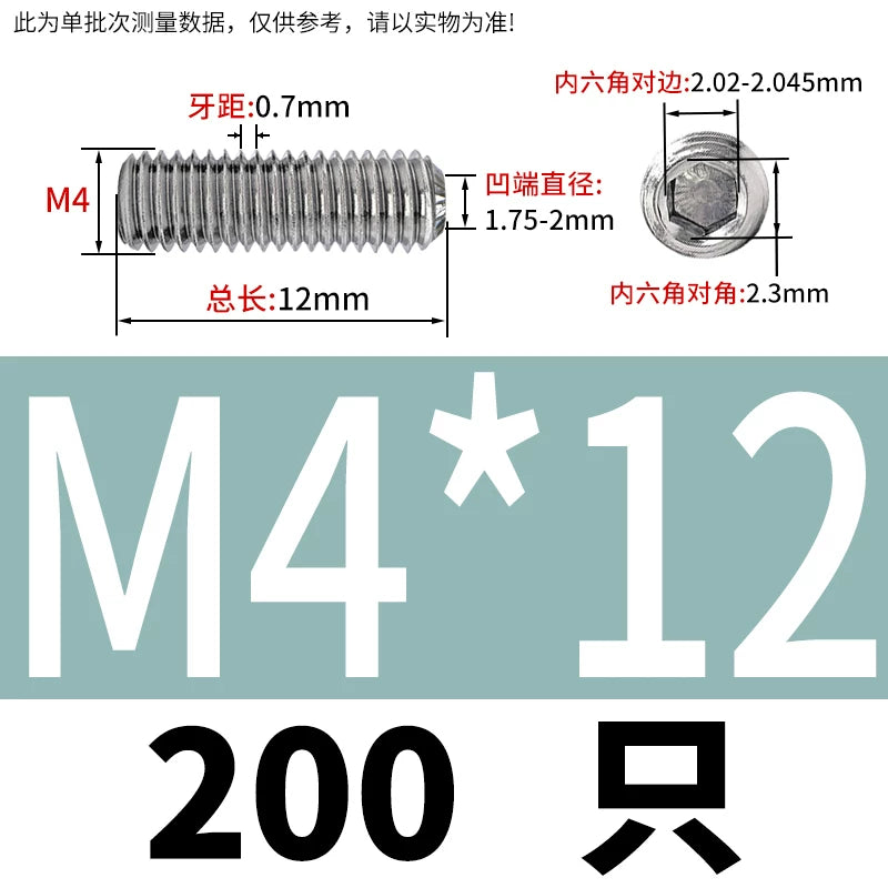 916K Headless Set Screw 304/316L Stainless Steel Hex Socket Knurled Concave End Threaded