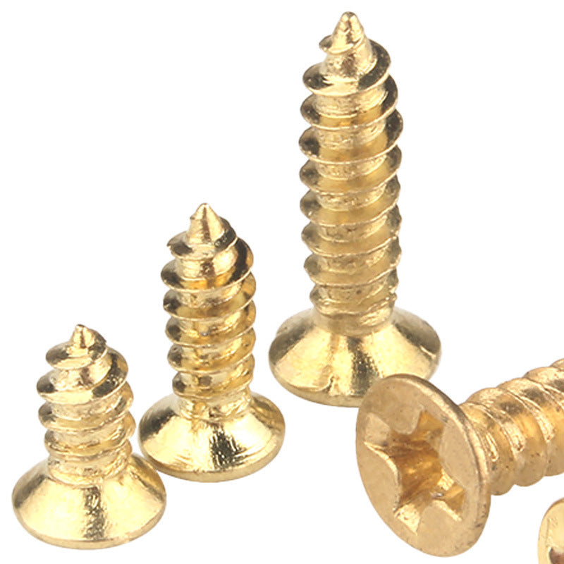 M3/M4/M5/M6 Gold 304 Stainless Steel Cross Groove Countersunk Head Self-Tapping Screws Flat Head Self-Tapping Screws Spot for Furniture Assembly & Repair
