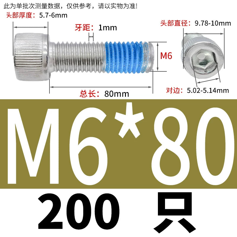 DIN912 Screw M1.4-M24  304 Stainless Steel Cup Head Hex Socket Coated Anti-Loose Bolt