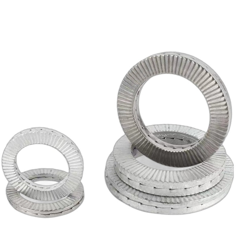 M3M4 304 stainless steel double-stack self-locking anti-loosening gasket 65 manganese occlusion toothed anti-skid locking screw gasket for Machinery & Equipment