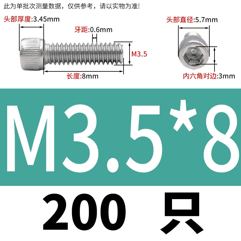 DIN912 M1.4 M2.5 M3.5-M6 304 Stainless Steel Screw Super Long Machine Screw Cup/Cylindrical Head Hexagon