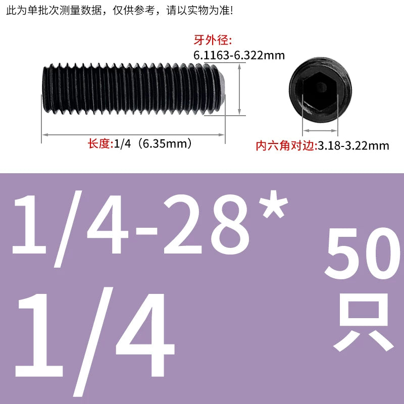 2 #-3/4UNC/UNF Grade 12.9 Screw Imperial Concave End Hex Headless Machine Rice Stop Screw