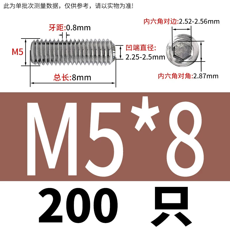 916K Headless Set Screw 304/316L Stainless Steel Hex Socket Knurled Concave End Threaded