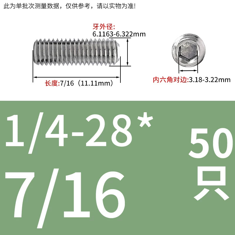 10#-32 1/4-28 3/8-24 UNF Set Screw 304 SS US Hex Fine Thread Imperial Fastener