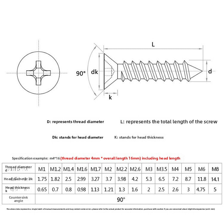 M1.2M1.4 Nickel-plated cross flat head self-tapping small screw Cross slot countersunk head self-tapping screw Electronic small screw  for Electronics & Small Devices