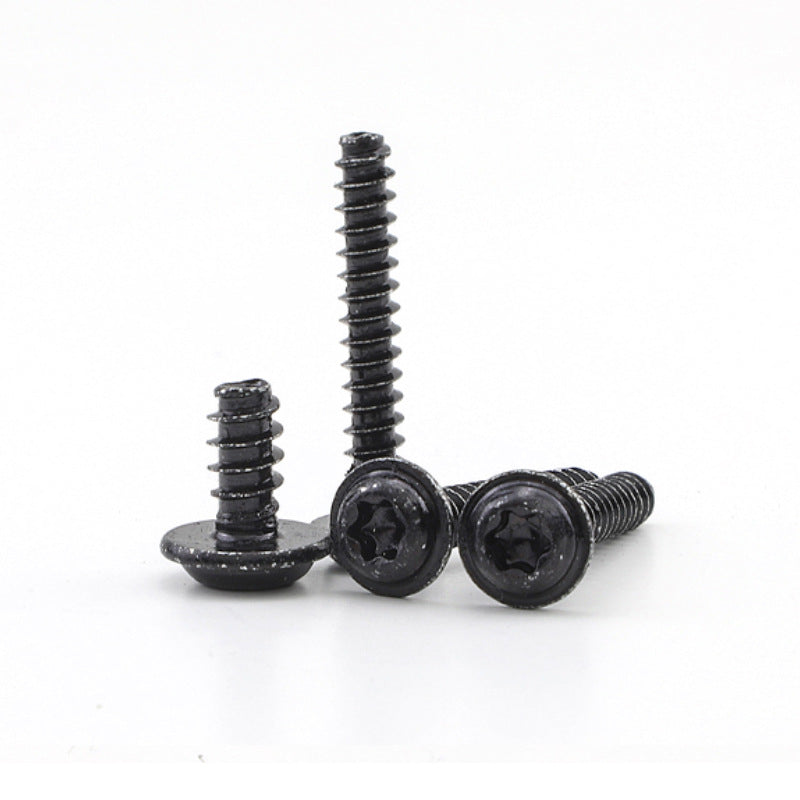 M2/M3/M4/M5  Black 304 stainless steel plum blossom head with padded round head flat tail self-tapping screw PWB pan head self-tapping nail for Household & Industrial Use
