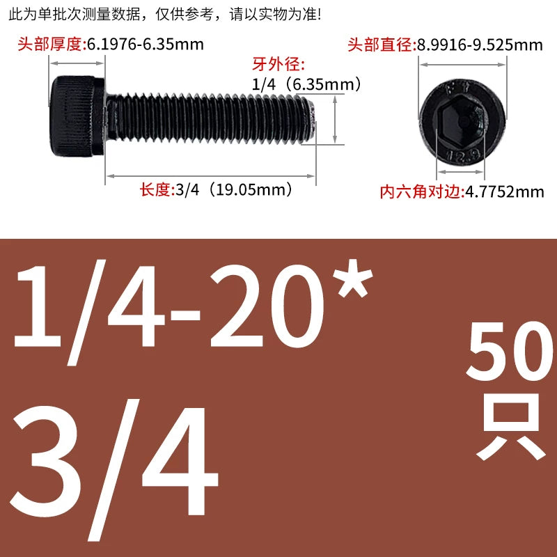 UNC/UNF Grade 12.9 Imperial Screw American Hexagon Cup Head Cylinder High Strength Fastener