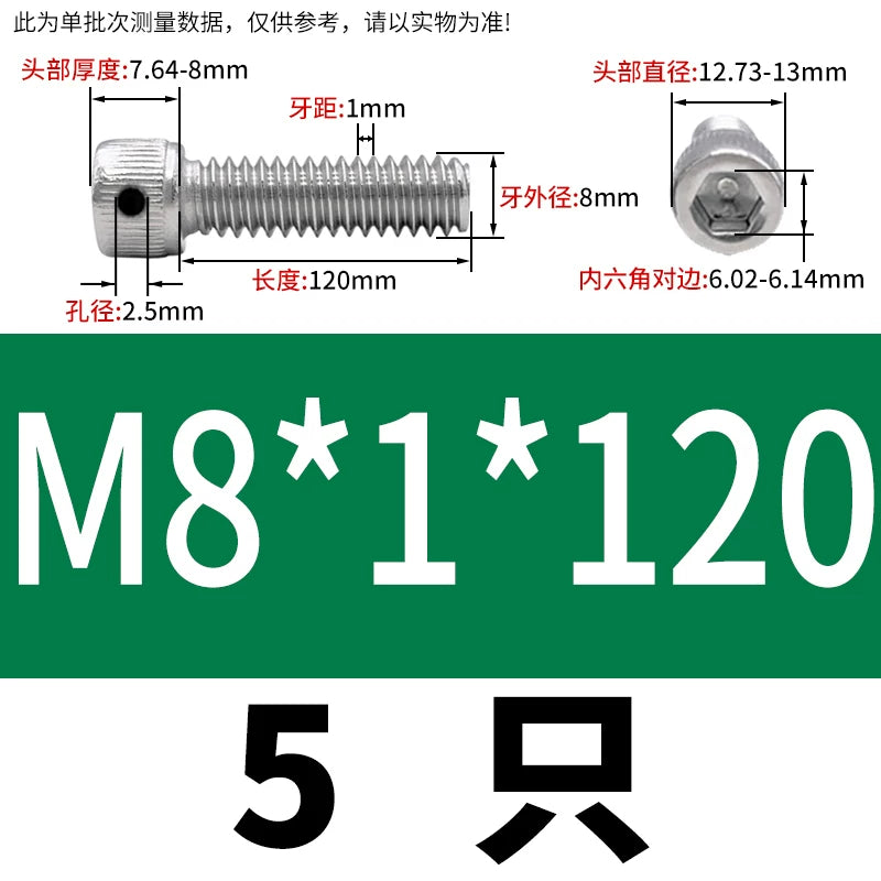 DIN912 304/316 Screw Fine Thread Side Hole Anti-Drop Screw with Safety Hole and Lead Seal