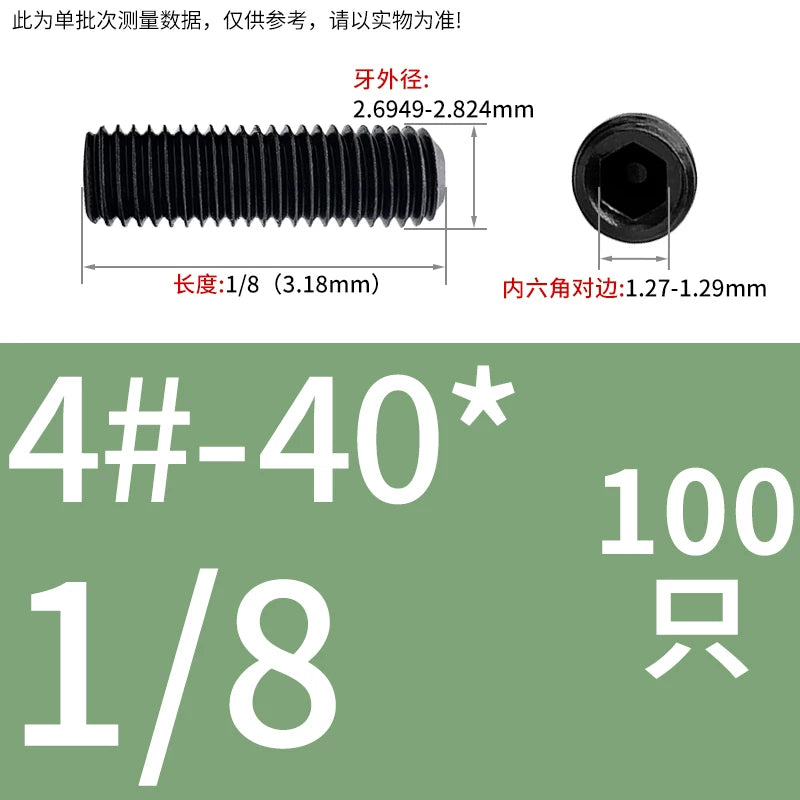 2#-4#-40UNC 6#-32UNC Screw 12.9 Grade Hex Headless Imperial Stop Bolt