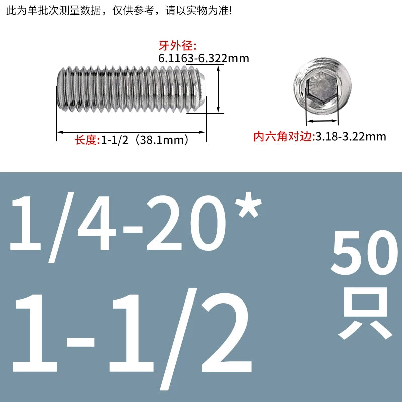 UNC/UNF Stainless Stee Set Screw Inch Headless Hex Socket Concave End Coarse/Fine Thread Screw