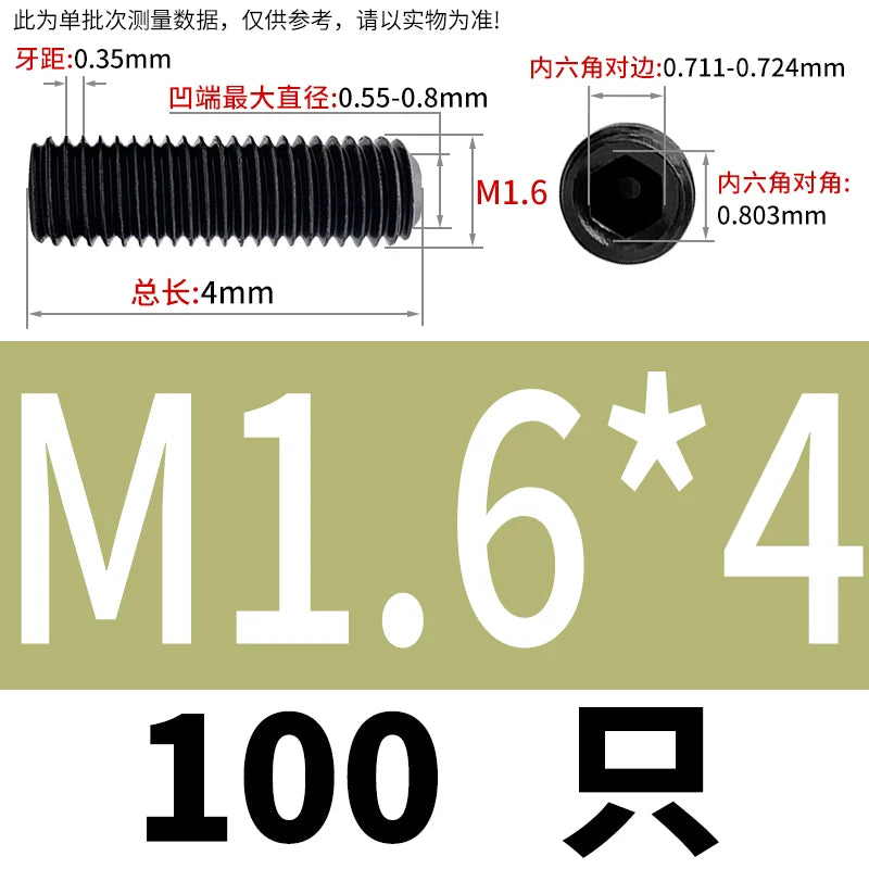 DIN916/GB80 M1.6-M24 Concave End Screw | 12.9 Grade Hex Socket Headless Industrial Set Screw