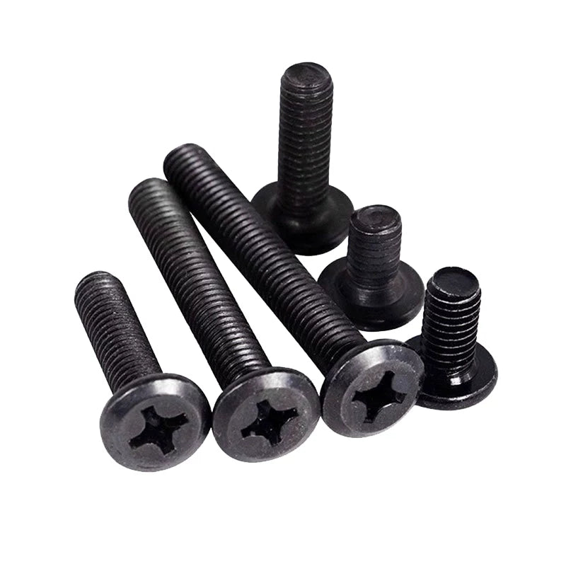 M2-M12 304 Black Stainless Steel Screw Chamfered Cross Large Flat Head Furniture Pair Lock Fastener