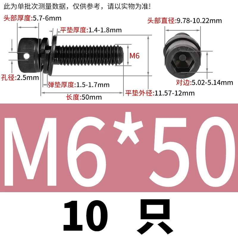 12.9 Grade Hexagonal Three Combination Head Perforated Screw M2-M12 Cup Head Sealed Fastener