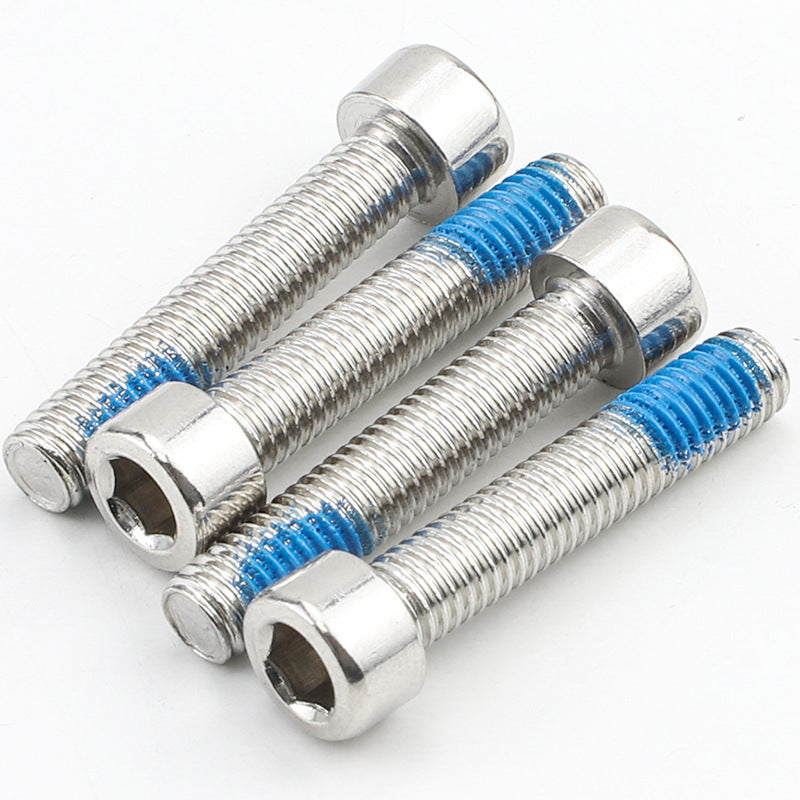 M10 201 stainless steel cylindrical head hexagon dispensing screw cup head half tooth thread with blue glue hexagon bolt for Machinery & Construction